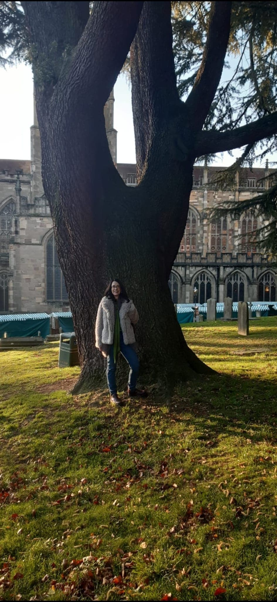 Rachel Taylor grounding work in the grounds of Winchester Cathedral